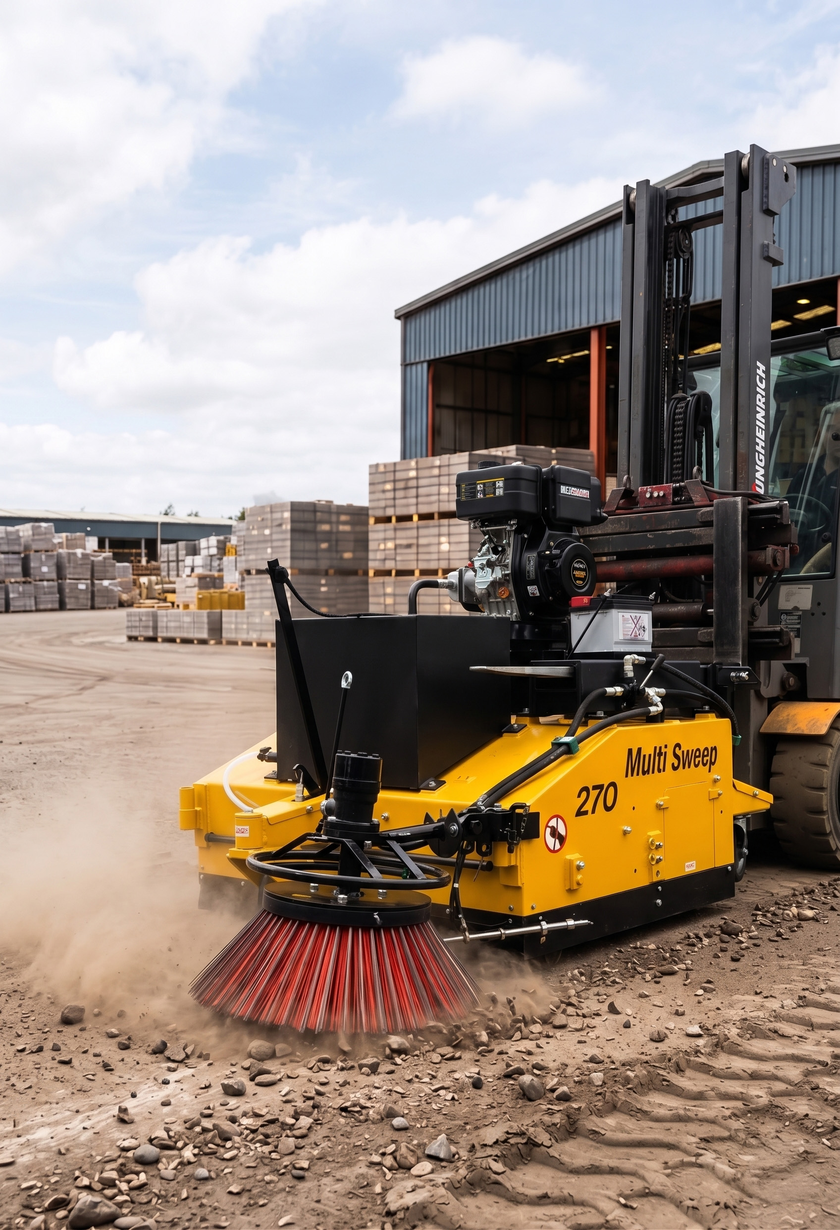 Forklift Road Sweepers: The Simple Way to Keep Yards, Roads and Working Areas Clean