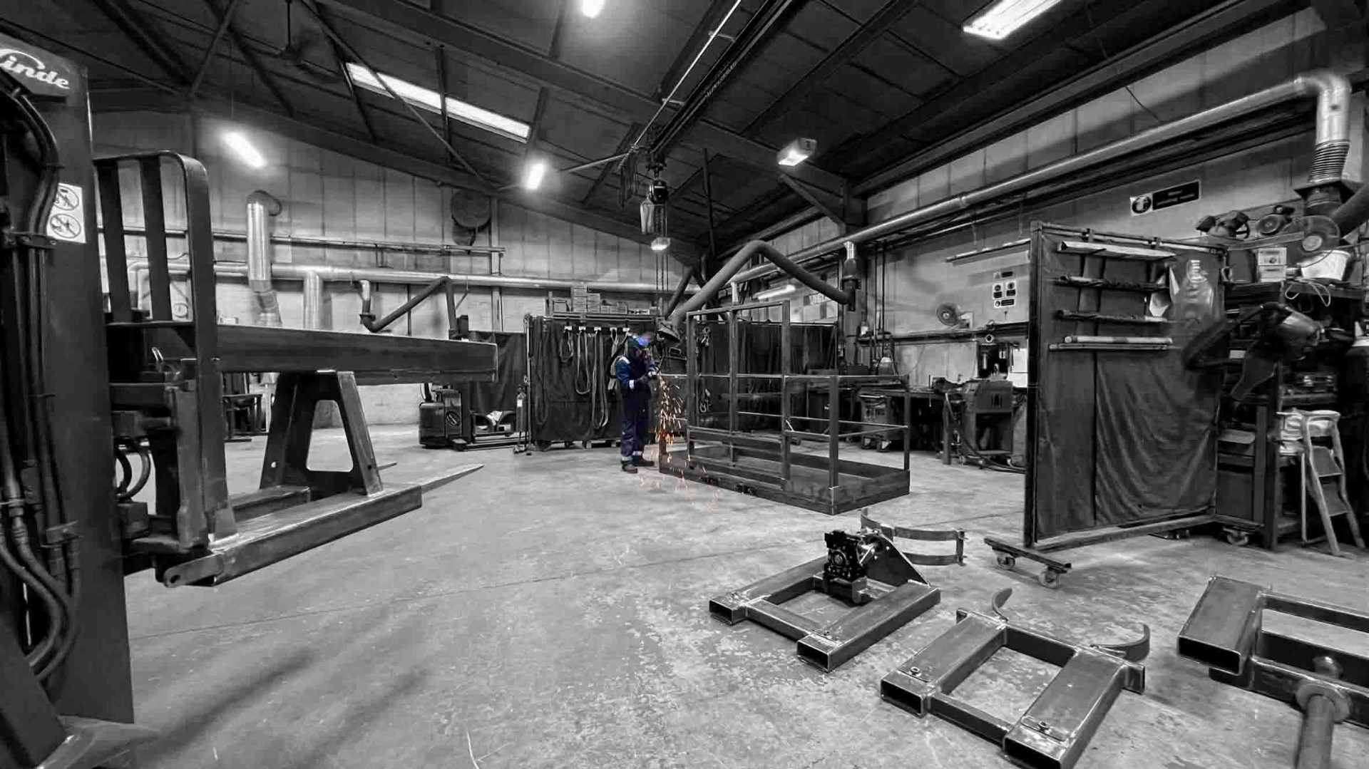 Contact Attachments manufacturing forklift attachments in UK workshop