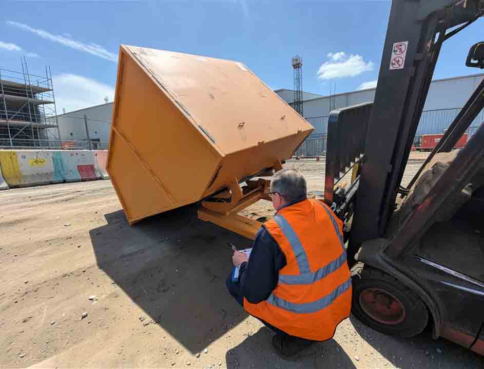 Forklift attachment compliance and insurance risk review