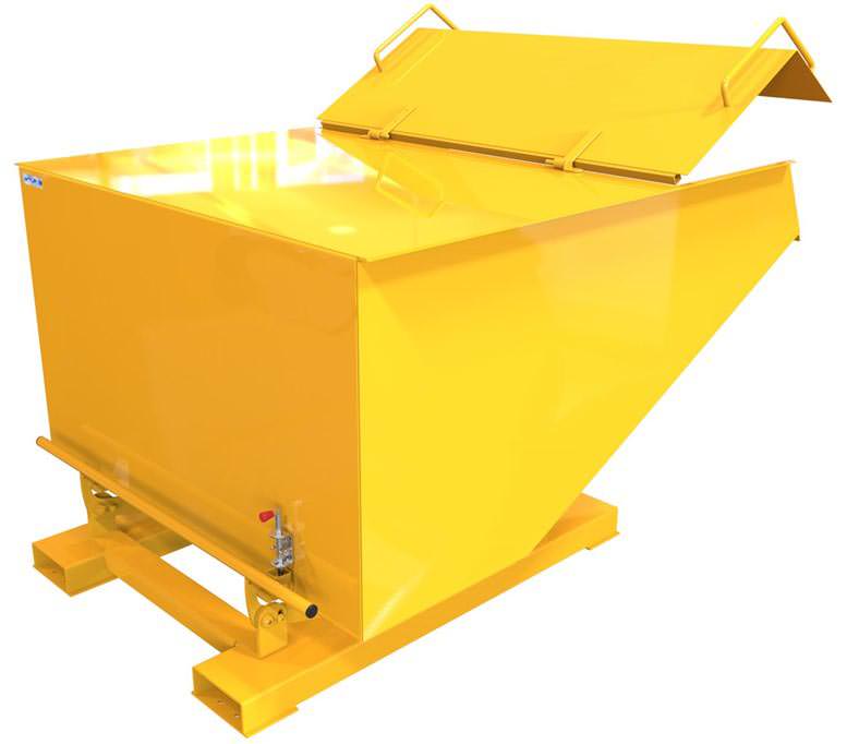 forklift tipping skip with lid
